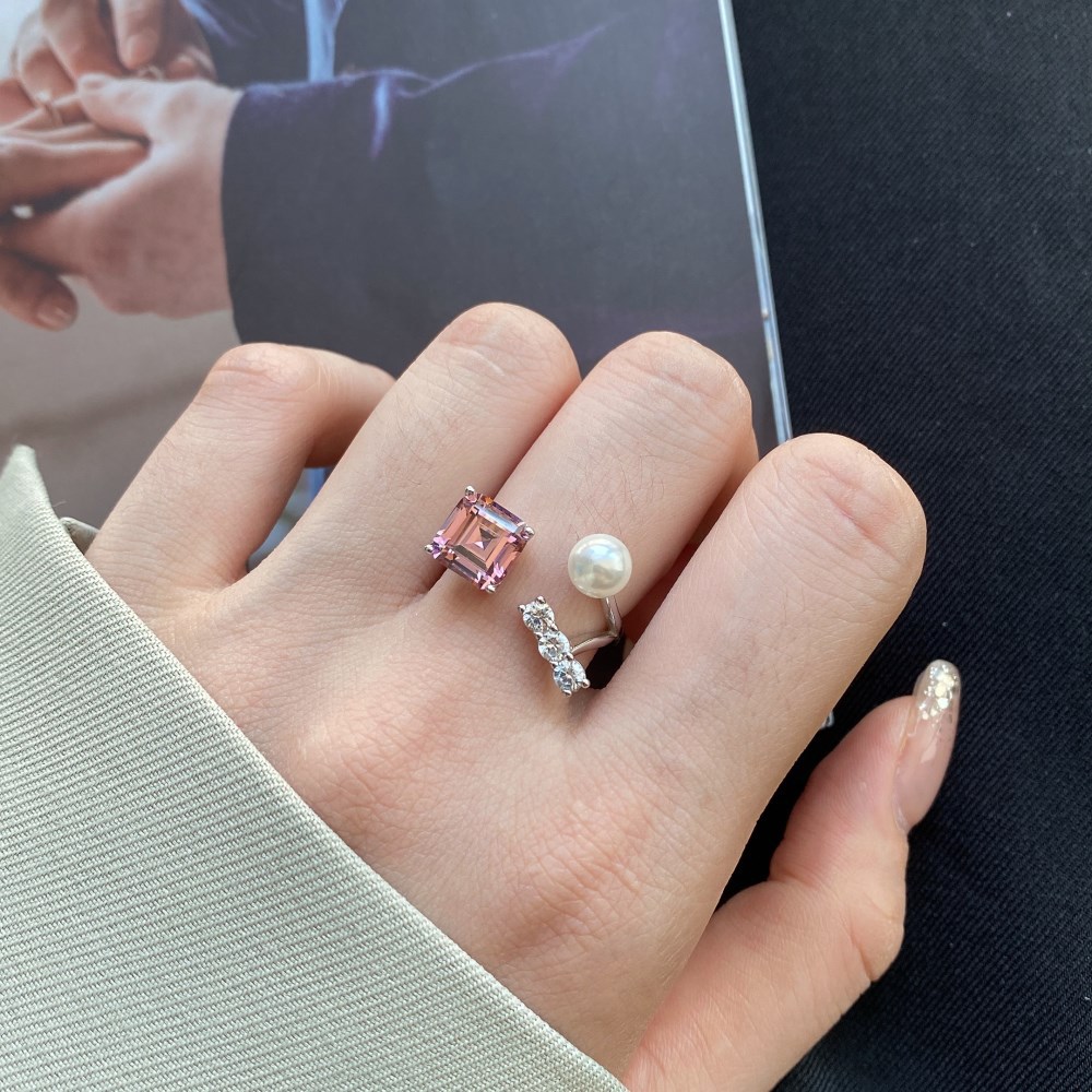 Luxurious Geometric Sterling Silver Plating Zircon Open Ring