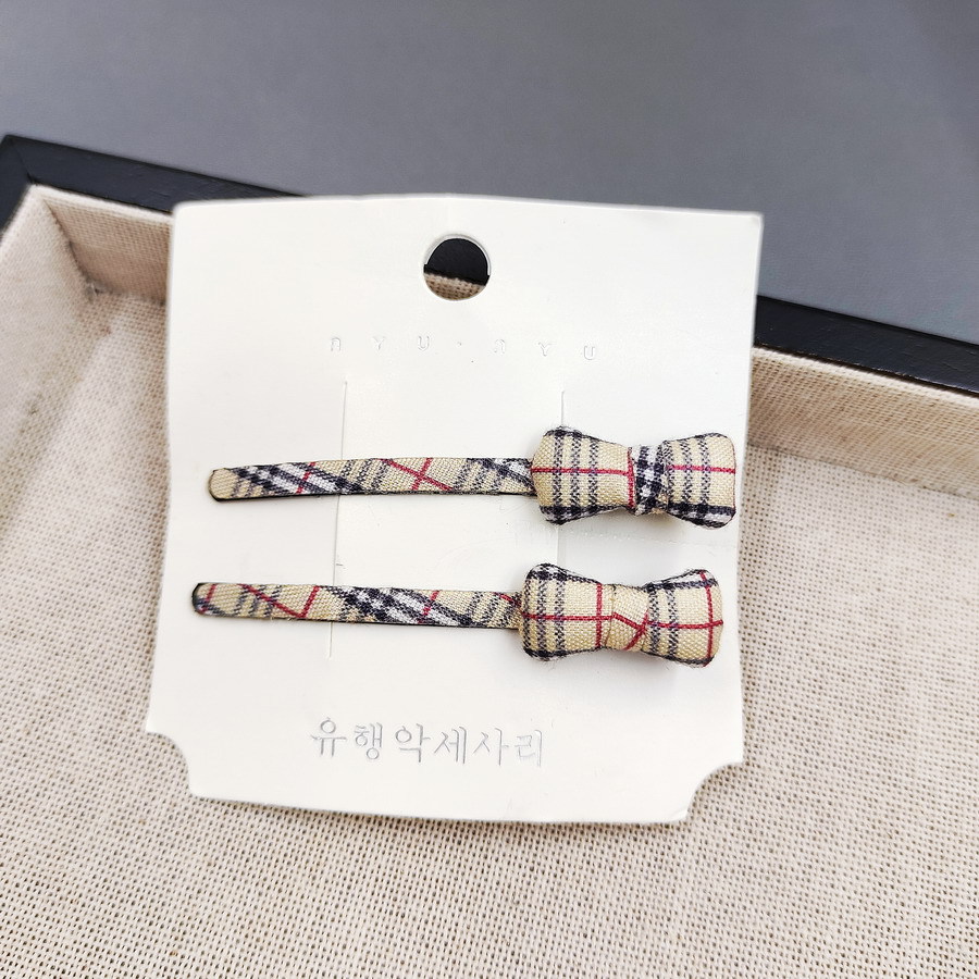 2025 New Hot-Selling Small Bow Plaid Hair Clip Japanese and Korean Style Women's Checkered Bobby Pin Side Clip Bangs Clip