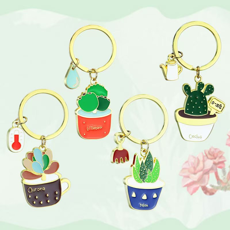 Lucky Clover Metal Car Llavero Tanabata Lover Little Gift Colgante Lindo Llavero de suculentas image 4