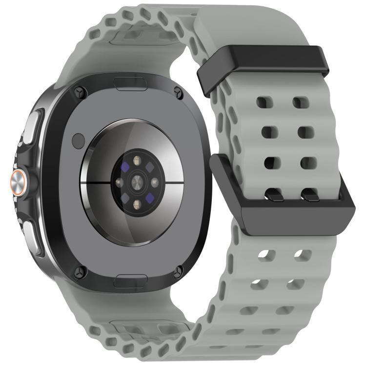 Correa de silicona transpirable de doble fila para reloj Samsung Watch8 marino sólido diseño de botón negro