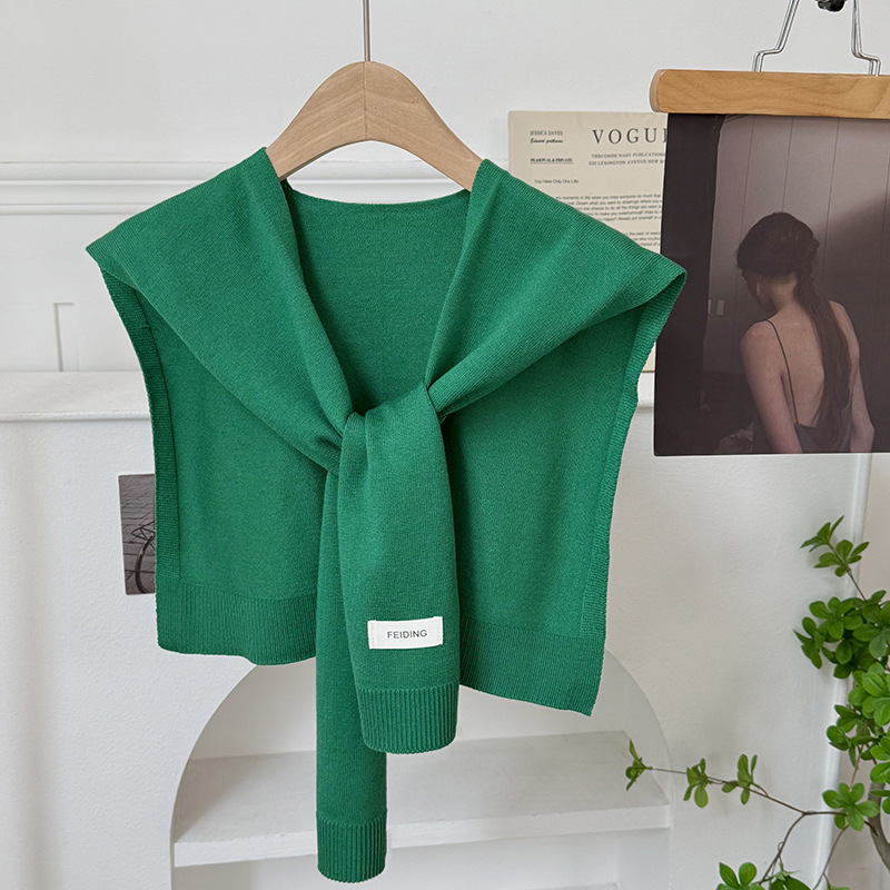Versión coreana del chal de punto de color sólido, ropa de moda de alta gama, aire acondicionado, protección del cuello, protección solar, chaleco pequeño, bufanda cálida