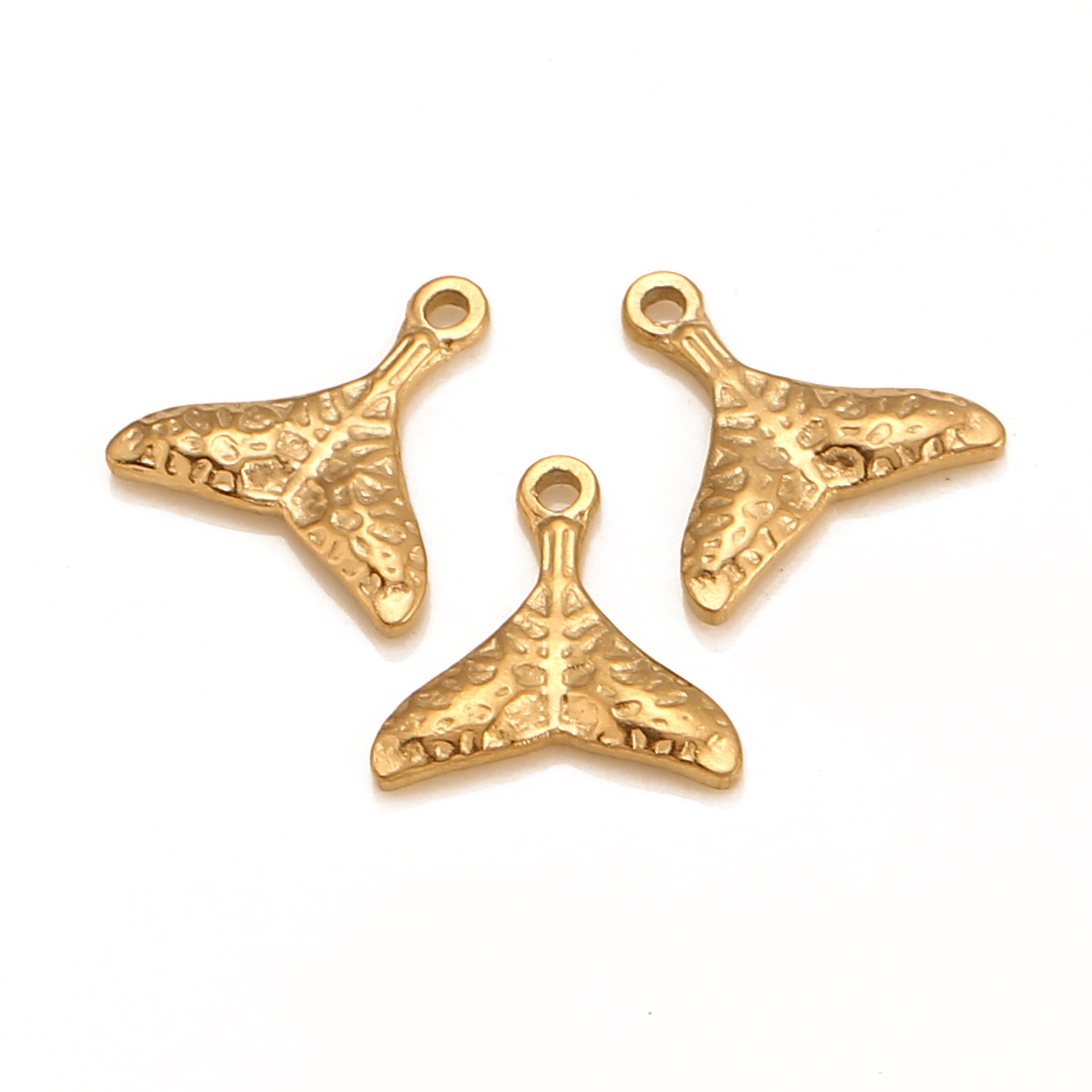 3 PCS/Package Quantity 3 PCS/Package 11mm*11mm 304L Stainless Steel Fish Tail Pendant