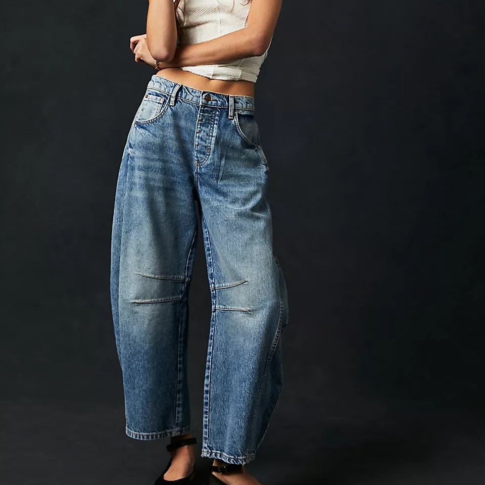 Nuevos pantalones vaqueros holgados de pierna ancha para mujer, estilo europeo y americano, informales, de cintura media, lavados.