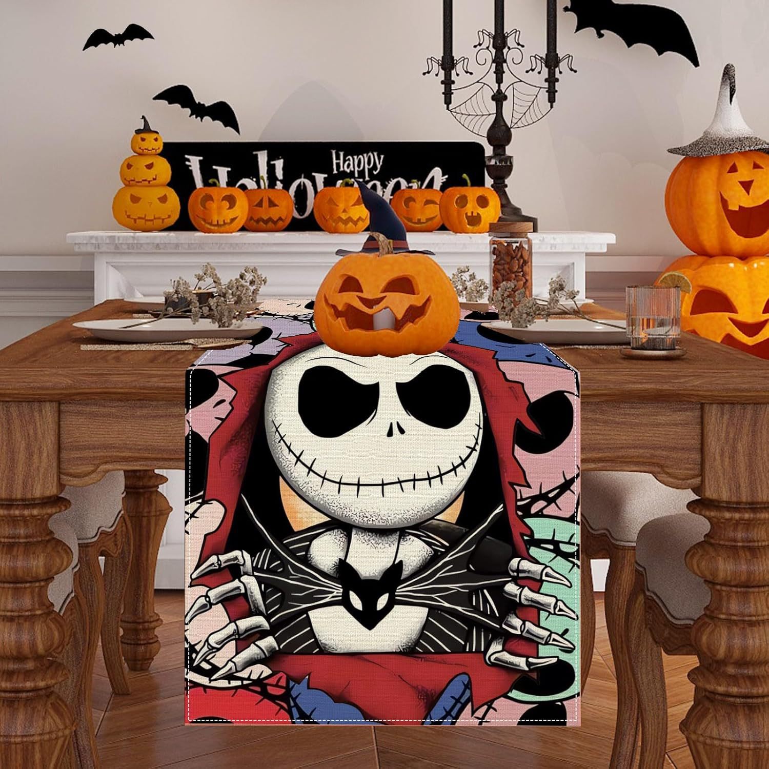 Transfronterizo 2024 Amazon nuevo Halloween Navidad terror lino tabla bandera tabla de comedor tabla bandera de té image 4
