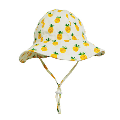 Bin new pattern Spring and summer children fresh printing Baby hat cotton material Visor Large canopies girl children Hat