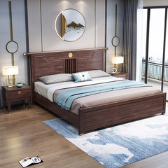 5YA1 new Chinese style solid wood bed modern simple 1.5m master bedroom high box storage 1.8 red oak double bed manufacturer