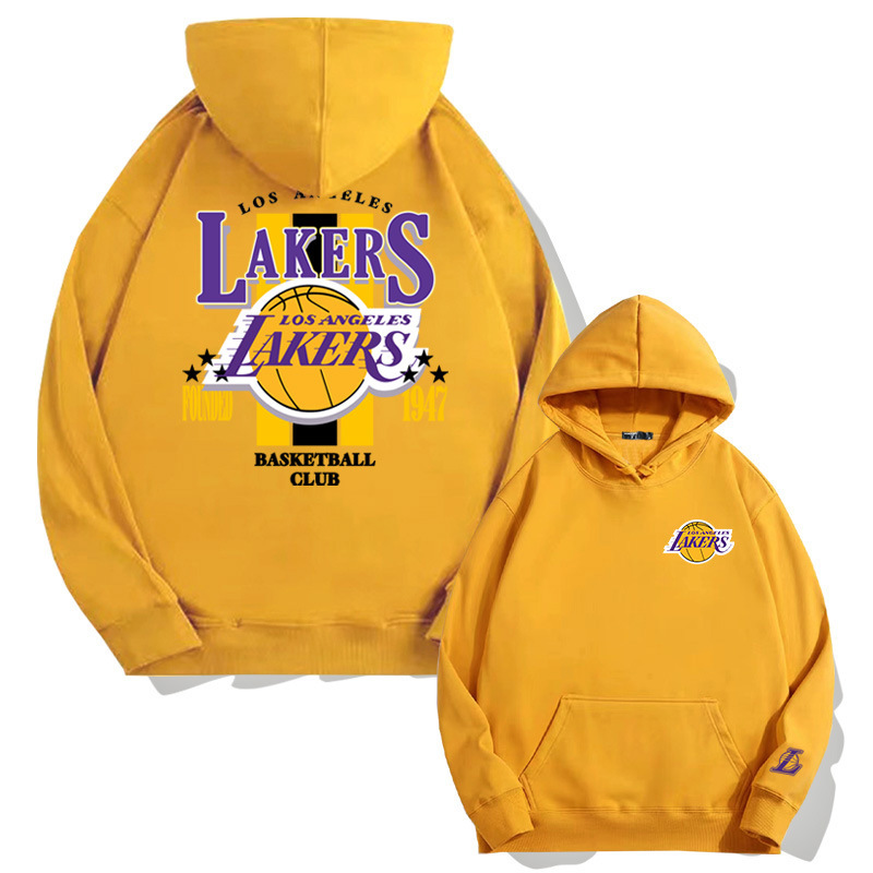 Basketball Sports Lakers 1947 Hooded Pullover Sweatshirt Men's Autumn Youth Fashion Brand Loose Shoulder Long Sleeve Jacket