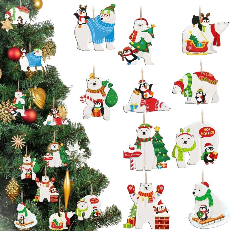 20 個クリスマス木製装飾品クリスマスツリークリスマス吊り下げ装飾品詰め合わせ子犬クマクリスマスツリー装飾品|undefined