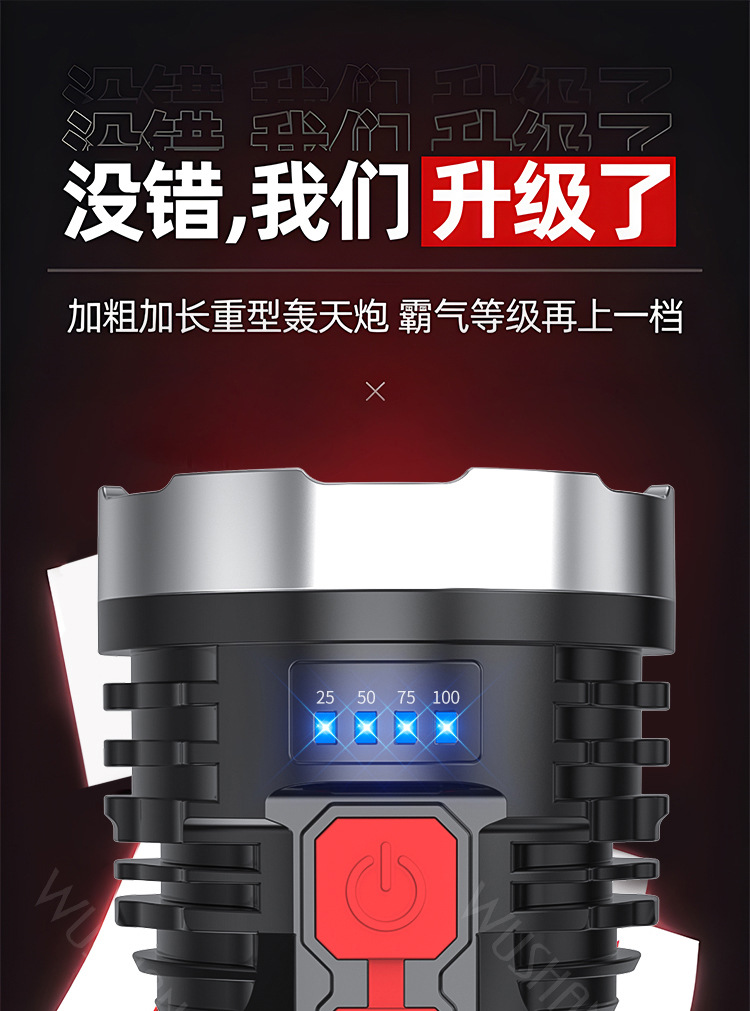 Cross-border hand-held flashlight outdoor household portable USB rechargeable multifunctional 9LED flashlight wholesale