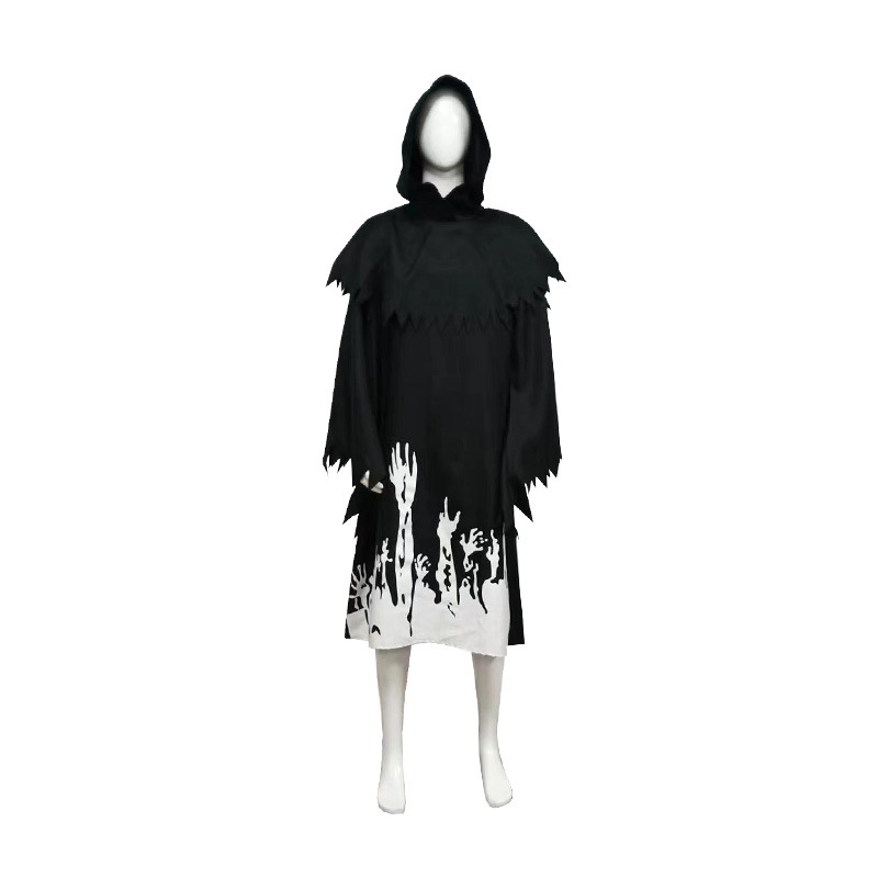 Halloween Party Adult Death Black Cape Ghost Festival Cloak Glowing Prop Set Stage Performance Costume