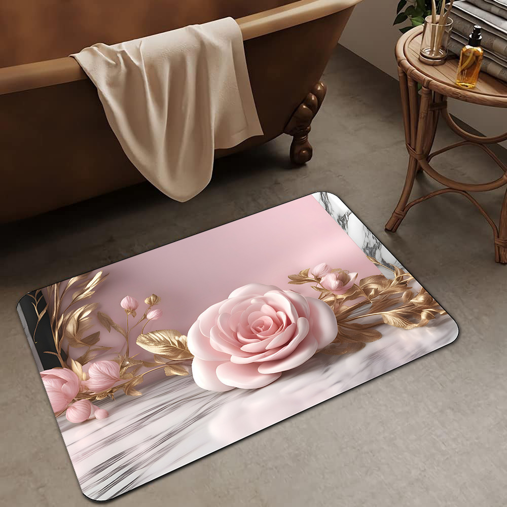 Alfombrilla de barro de diatomeas de flores tridimensionales de lujo ligero transfronterizo, alfombrilla de baño, alfombrilla de pie absorbente y antideslizante para el hogar, alfombrilla de entrada