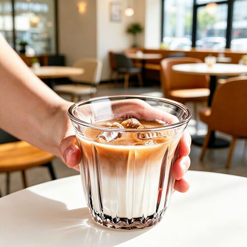 Household coffee cup Thickened glass cup American concentrated high-end latte cup dirty coffee cup bamboo set glass cup