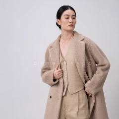 王炸~M家1.6W+羊驼绒阿尔巴卡苏力正肩双排扣中长款大衣外套女冬