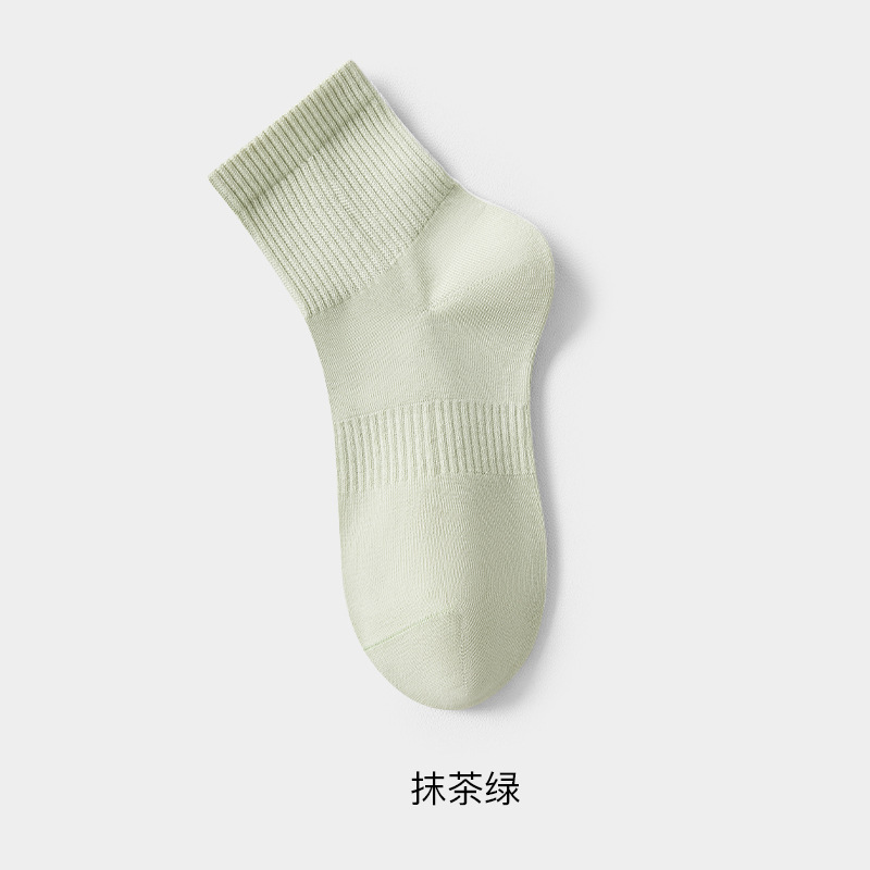 袜子女款春秋纯棉100%中筒袜无骨抗菌棉袜防臭运动黑白色全棉短袜|undefined