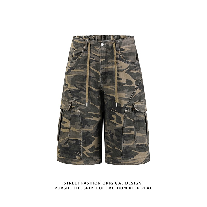 Cross-Border Wholesale Camouflage New Summer Casual Pants, American Style Unisex Loose Cargo Shorts, High Quality