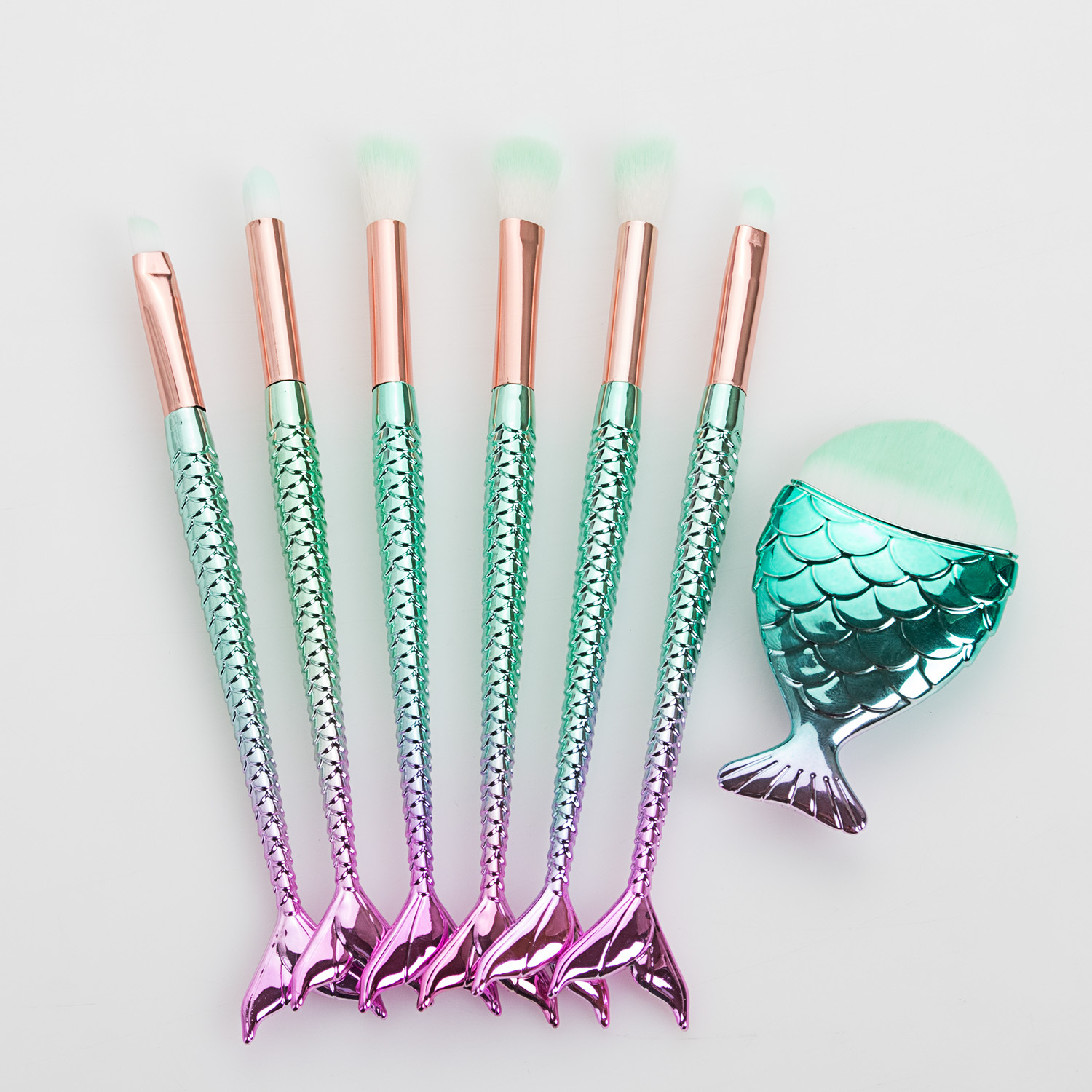 6 pinceles de maquillaje de sirena, 10 pinceles de maquillaje de sirena, pinceles de maquillaje de pescado pequeño, pinceles de sombra de ojos, herramientas de belleza