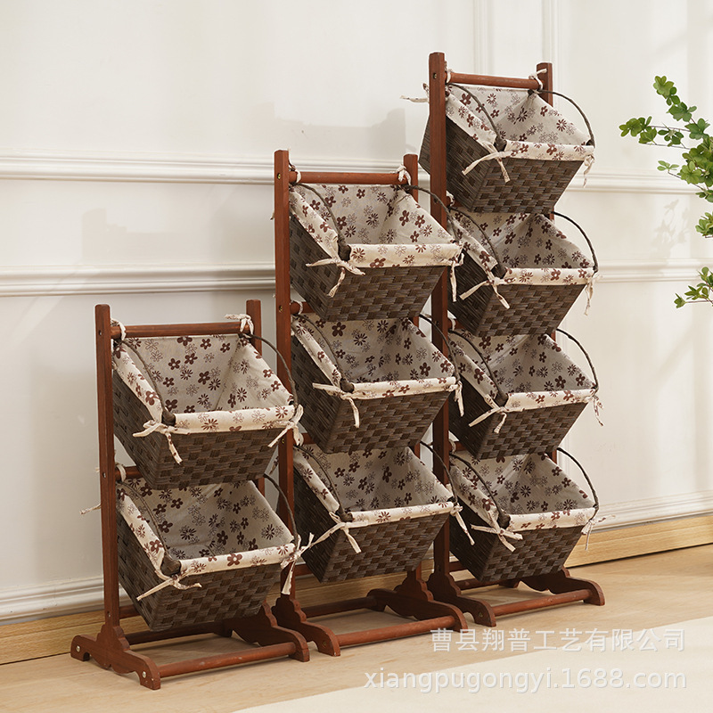 Wooden Household Grocery Basket with Handle Storage Hanging Basket Toy Storage Basket Snack Storage Rack Multi-layer Storage Rack Wooden Household Grocery Basket with Handle Storage Hanging Basket Toy Storage Basket Snack Storage Rack Multi-layer Storage Rack