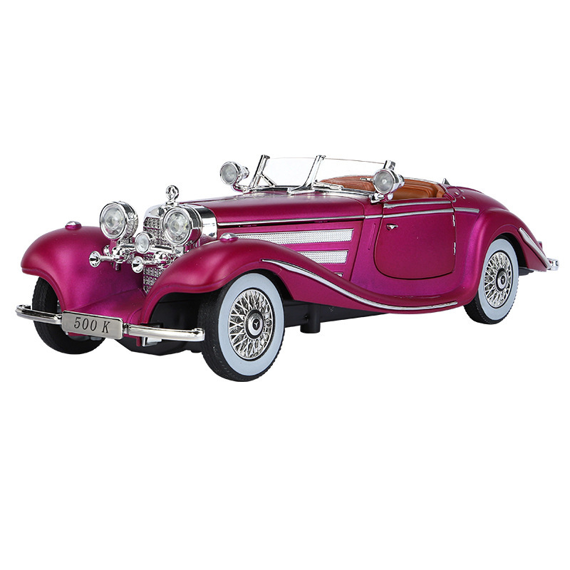 Weili aleación coche modelo 1:24 retro 500K convertible coche clásico tire hacia atrás con sonido y luz juguete coche música modelo péndulo