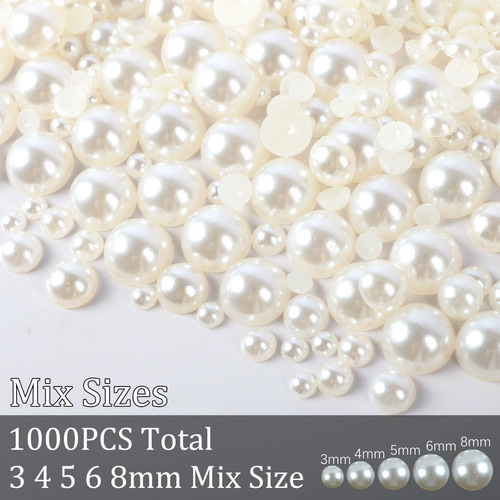 abs imitation pearls flat bottom semicircular pearls mobile phone diy Japanese manicure patch accessories loose beads non-porous pearls