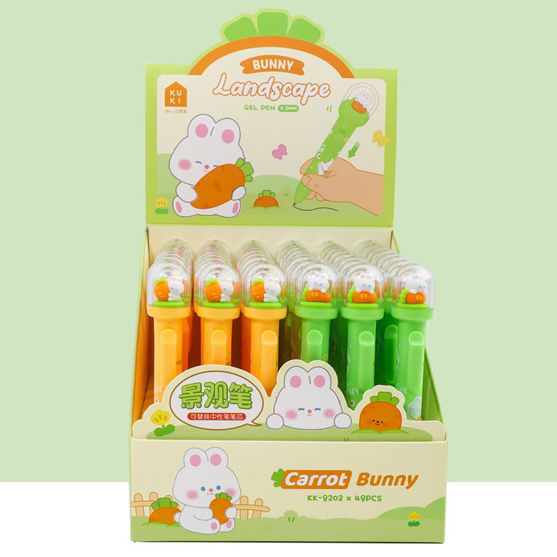 Keqi KK-8205 Ice and Snow Penguin Landscape Pen Presione el bolígrafo de geles ins Bolígrafo de descompresión creativo de alto valor Bolígrafo de agua negra