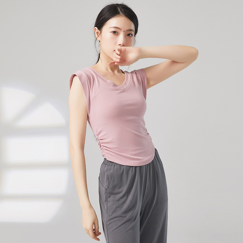 Practice Clothes, Summer Modern Dance Sleeveless Tops, Women's Classical Dance Body Training Clothes, Daily Wearable V Neck Dance Clothes