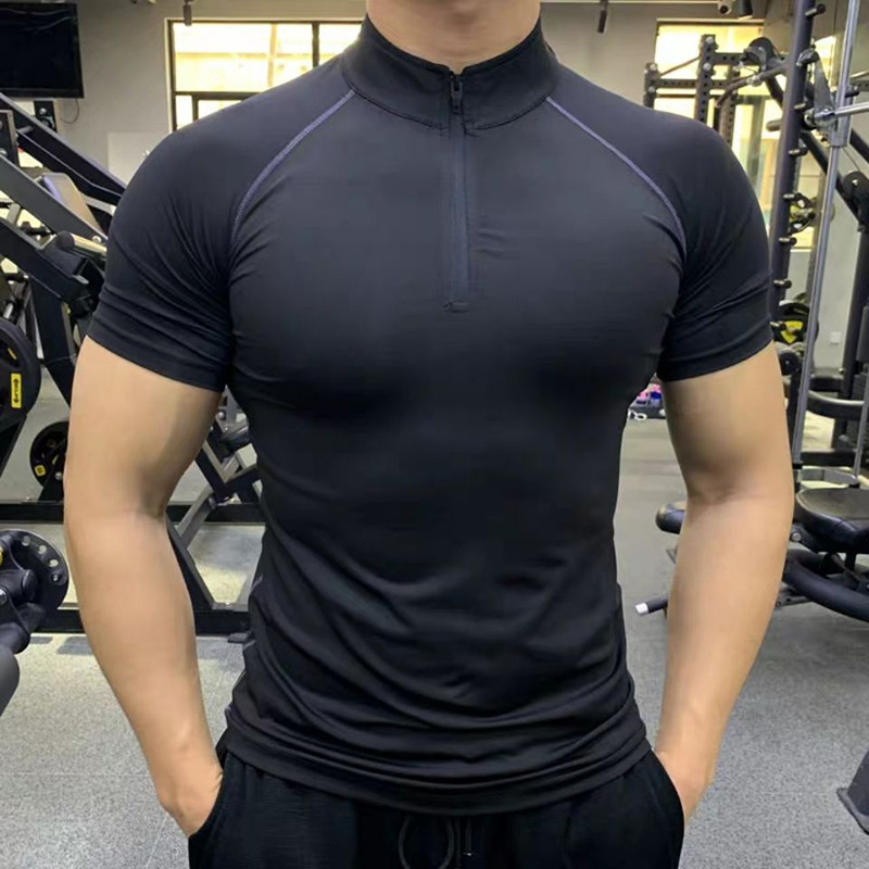 Sports tights basketball vest running fitness high elastic short sleeve quick-drying breathable track and field training compression T-shirt men Sports tights basketball vest running fitness high elastic short sleeve quick-drying breathable track and field training compression T-shirt men