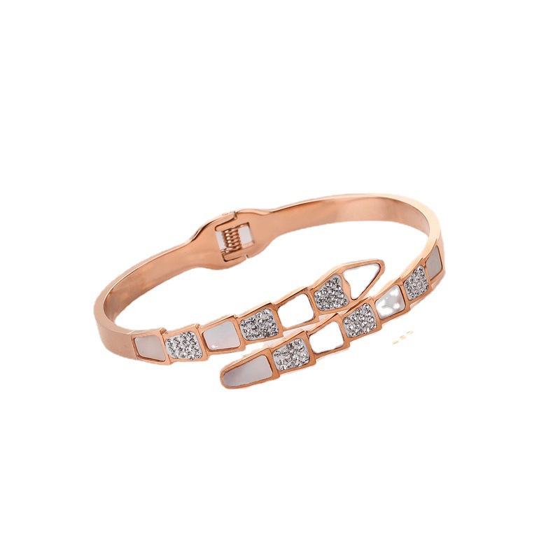 Brazalete de moda transfronteriza conchas de serpiente de moda se puede abrir pulsera de acero de titanio temperamento femenino fría joyas de personalidad