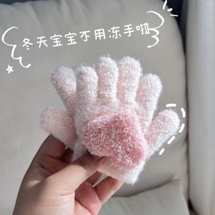 Winter New Baby Cute Plush Warm Infant Gloves Kidsren's Five-Finger Gloves - Boys and Girls