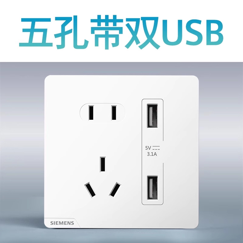 Dual usb five-hole socket (new national standard) 3.1a