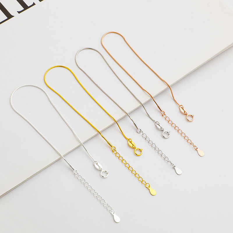 S925 Silver Jewelry Screw Head Bracelet, Easy-to-Turn Fastener, Snakeskin Chain Bracelet, DIY Bead Stringing Bracelet