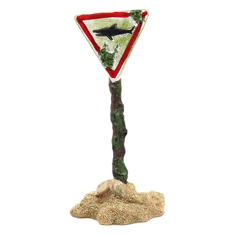 Acuario de pecera, letrero de calle, decoración de resina, letrero de pescado, pequeño adorno, estilo explosivo, signo de tiburón de simulación, letrero de advertencia