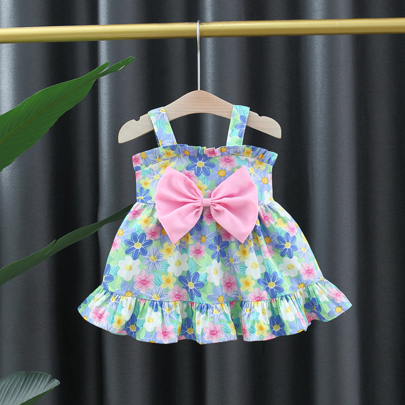 Cute Flower Bow Knot Cotton Girls Dresses display picture 4