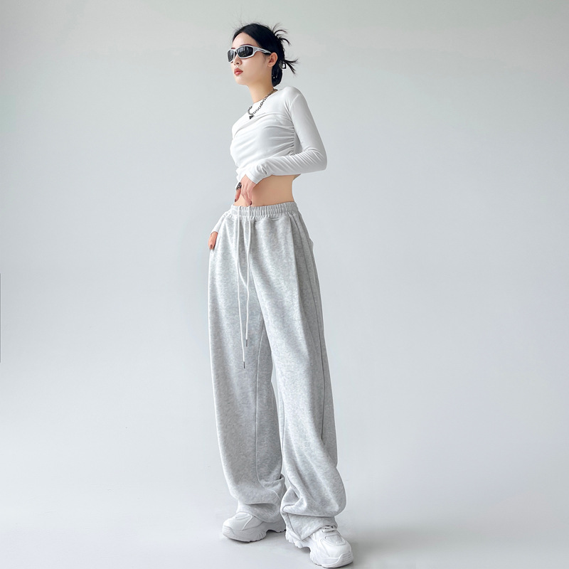 Pantalones deportivos de mujer estilo americano 2025, nuevos de primavera y otoño, de cintura alta, adelgazantes, de pierna ancha, casuales, rectos y tipo jogger. image 6
