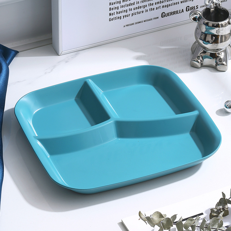 Estilo nórdico comida de una persona que reduce la grasa placa dividida de tres rejillas placa dividida placa merienda placa estudiante trabajo comida vajilla