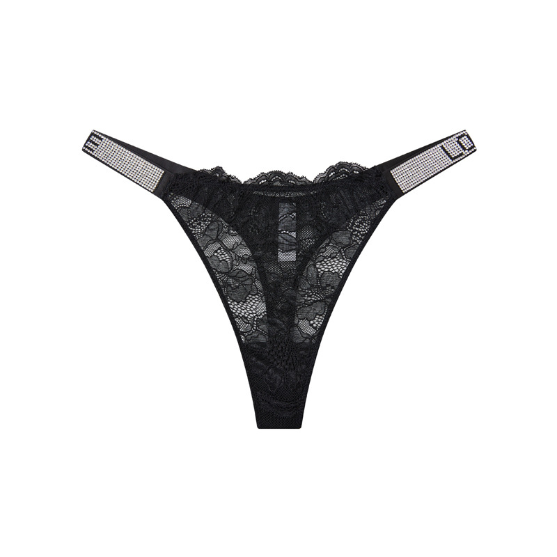 Europa y los Estados Unidos wish diamante letras sexy encaje thongs mujeres super delgada perspectiva caliente thongs damas