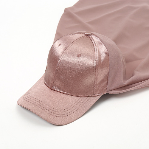 New fashion set scarf cross-border solid color pearl scarf and satin baseball cap one-piece 2-piece hat set for women
