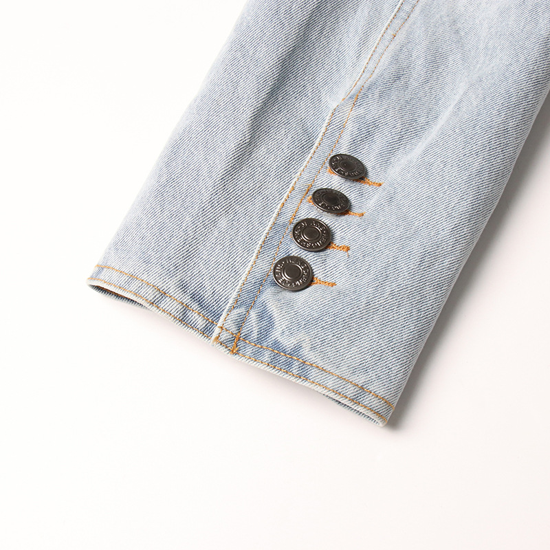 Personality Short Cropped Outfit Slimming Denim Top Hip Wrapped Skirt Diamond Embedded Denim Suit Women