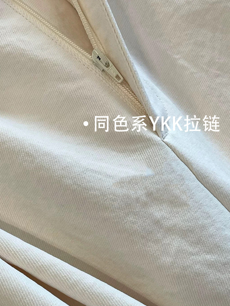 Quần ống rộng cạp cao dáng suông chất liệu cotton mềm mại — đen