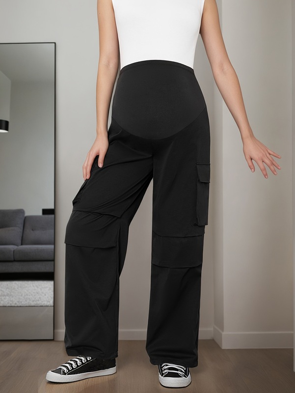 女性用ハイウエストマタニティカーゴパンツ、伸縮性クロスボーダー|undefined