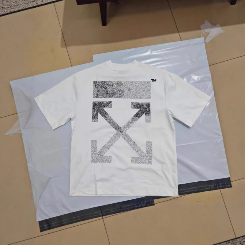 Cross-Border Supply of High-Quality Off-White Classic Arrow Handwriting Embroidered Luxury Short-Sleeve T-Shirts for Men and Women in Summer Cross-Border Supply of High-Quality Off-White Classic Arrow Handwriting Embroidered Luxury Short-Sleeve T-Shirts for Men and Women in Summer