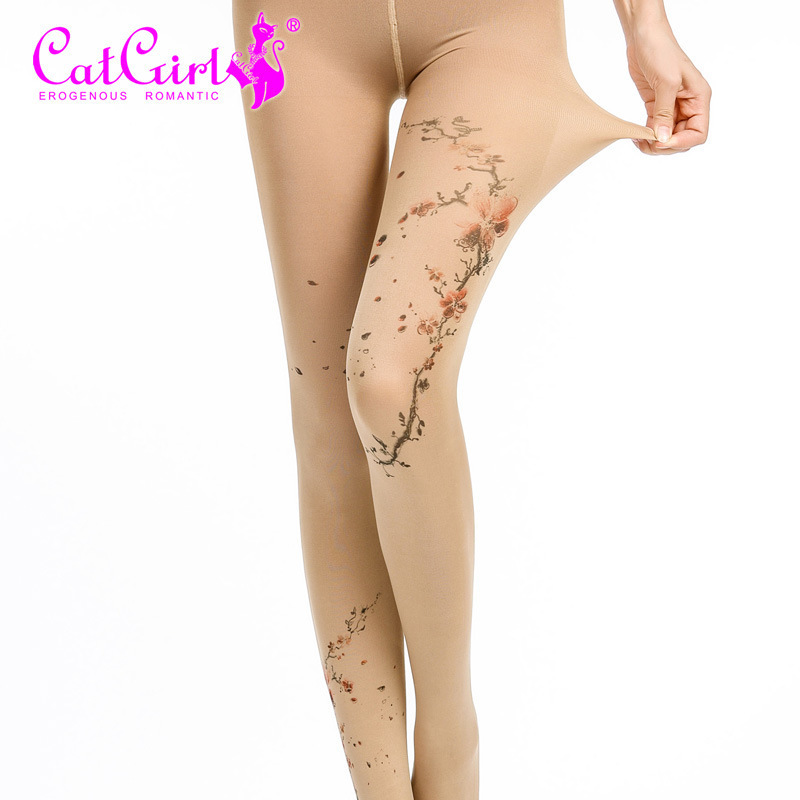 catgirl Japanese tattoo stockings spring and autumn flesh colored pantyhose tattoo Stockings printed stockings cosplay stockings