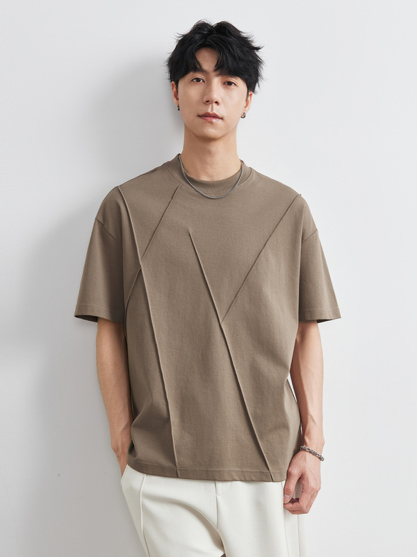 Yizhi ヘビーウェイトアメリカン半袖 Tシャツメンズ 2025 夏新作ルーズメンズ Tシャツクール薄手トップトレンディ|undefined