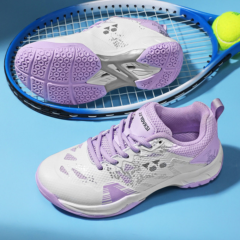 Giày cầu lông nữ chuyên nghiệp thi đấu tập luyện, giày tennis siêu sợi thoải mái, gót 3-5 cm — màu tím