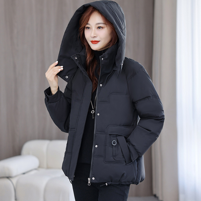 2025 nueva ropa de algodón corta coreana sombrero extraíble, chaqueta de algodón caliente de moda extranjera gruesa image 4