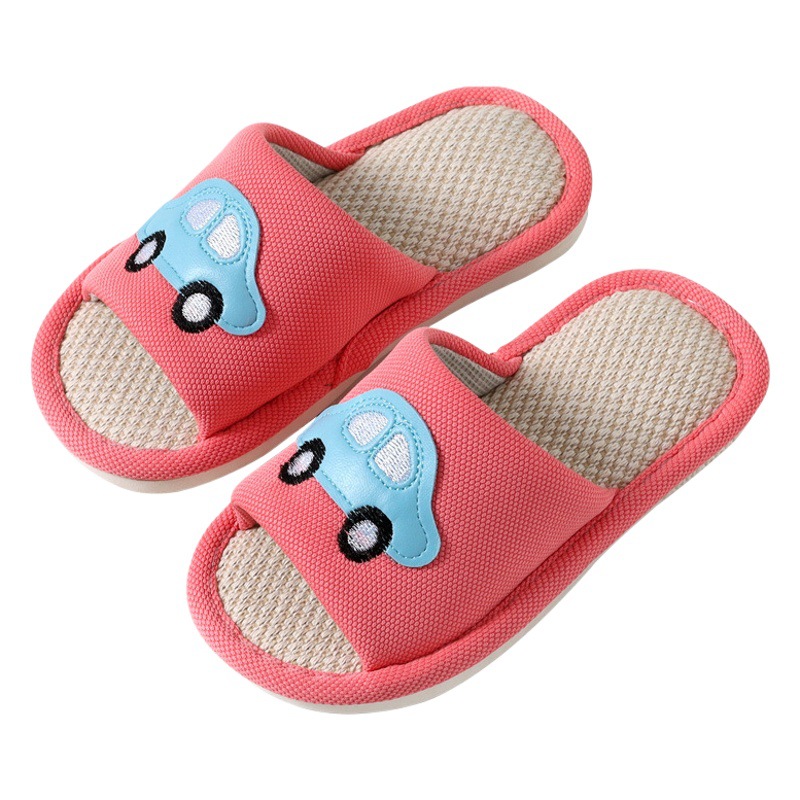Children's cartoon car Boys and Girls baby Summer Linen indoor and outdoor home solid PVC slip-resistant soles sandals