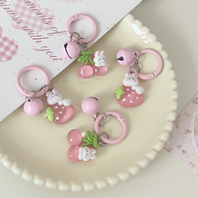 Cute Cartoon Bunny Fruit Fun Keychain Sweet Girly Heart Bag Pendant Couple Best Friend Gift Accessories