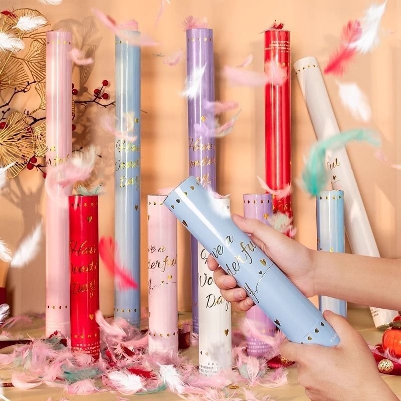 羽毛礼花筒生日礼炮婚礼氛围婚庆求婚手持礼花筒喷花聚会拍照道具|undefined