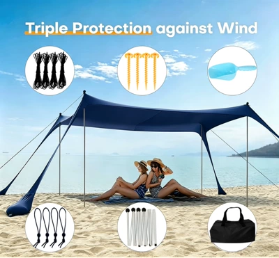Portable One-Piece Style, in Stock – Avtomobil yan çətirləri - navy-blue-4-aluminum-pole-200160150cm