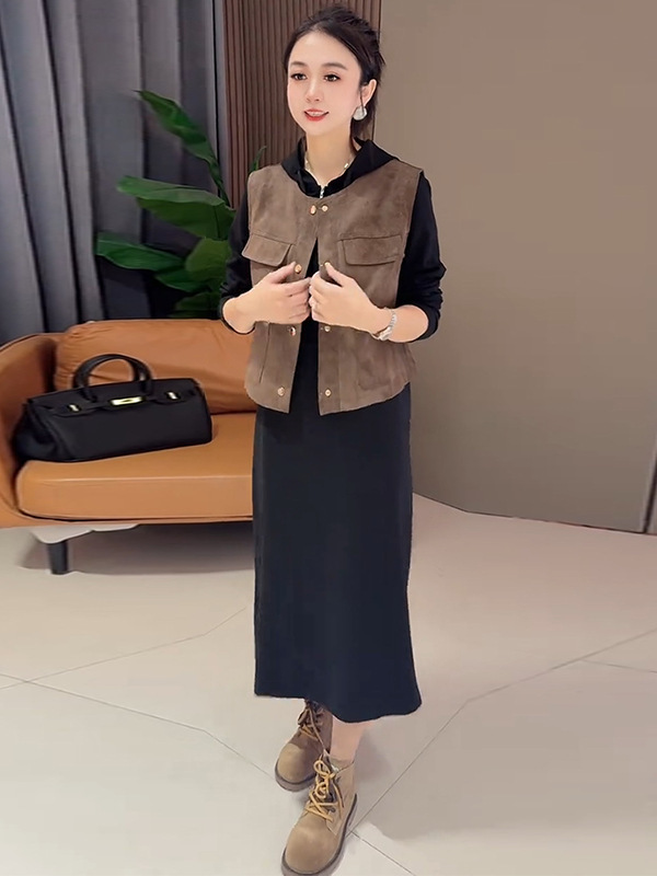时尚连衣裙套装女2025秋季新款洋气显瘦百搭马甲卫衣裙减龄两件套|undefined