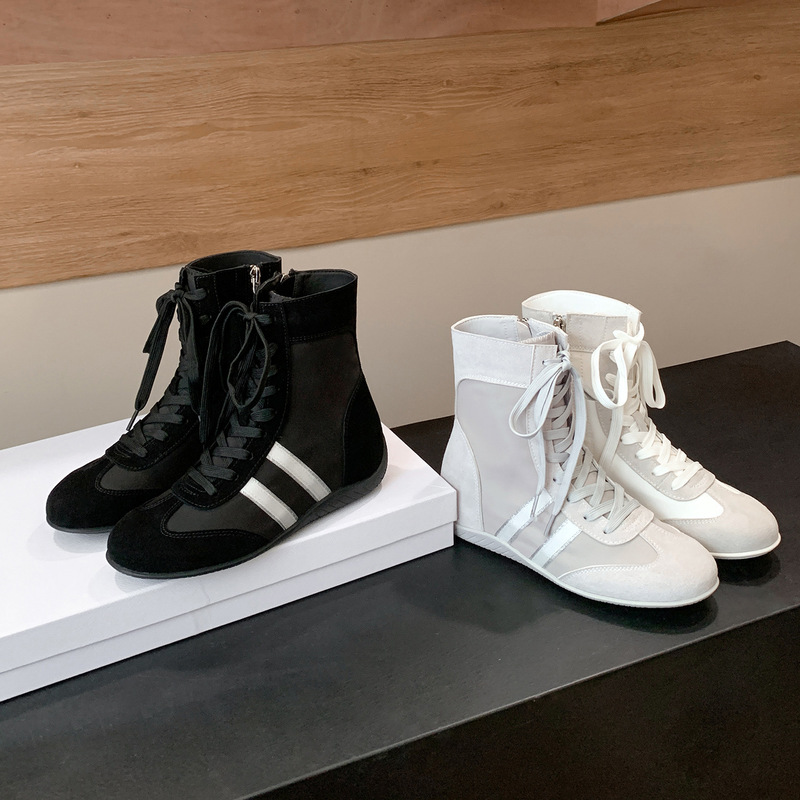 2026 Summer New Style Boxing Shoes for Women, Soft Sole, 6cm Height Increase, High-Top German Training Shoes, Versatile Casual Shoes, Soft Sole Women's Boots